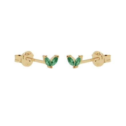 Karma Oorknoppen Double Leaves Tiny Smaragd Groen Goud