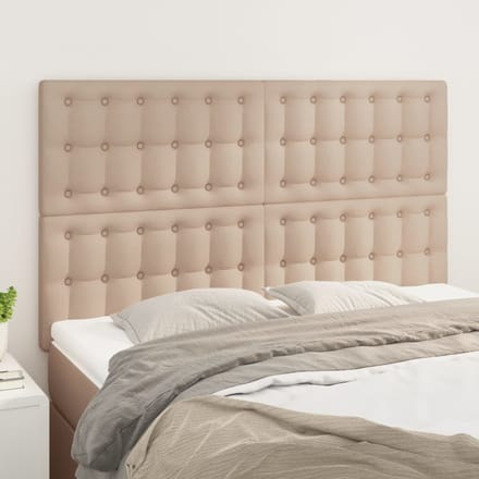 vidaXL - Hoofdbord - cappuccino - 144x5x118/128 - cm - Kunstleer