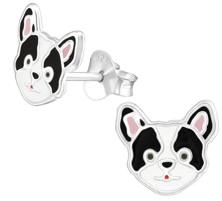 Joy|S - Zilveren hond oorbellen - 9 x 8 mm