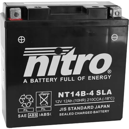 Nitro Accu Nitro YT14B-4 Gel 12V 12AH onderhoudsvrij