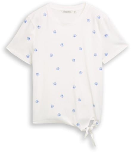Tom Tailor Denim - T-shirt met borduursels - Maat L - off white shell embroidery