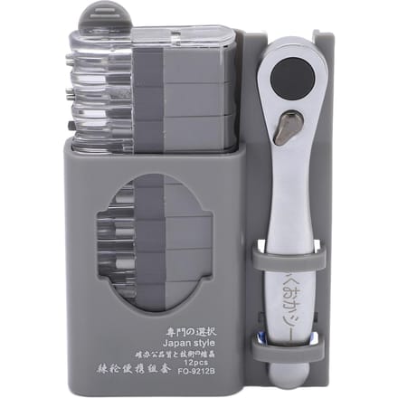 12-delige set FO‑9212B Ratelsleutelset Mini Duurzaam Draagbaar Industrieel Ratelschroevendraaier gray