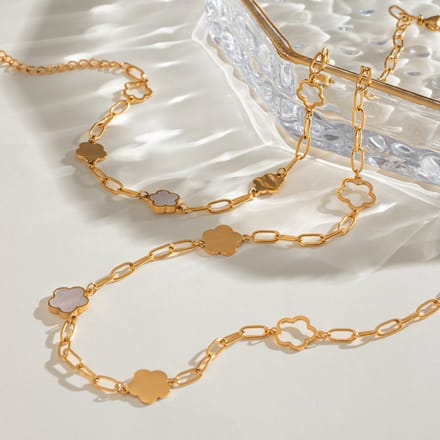 JewelGalerie - Ketting - Bloemen- Goud