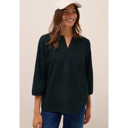 Corduroy blouse met gespleten hals