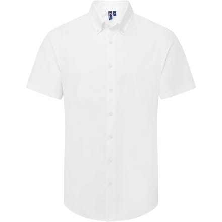 Premier Heren Supreme Oxford overhemd met korte mouwen (Wit)