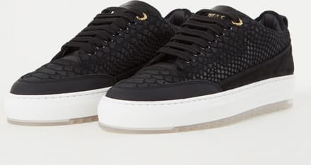 Mason Garments Torino sneaker van suède met slangenstructuur - Zwart - Maat 38