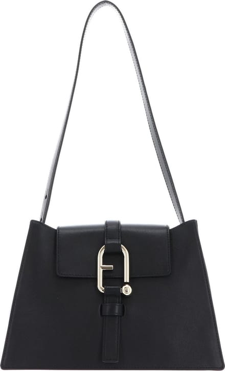 FURLA Leren Schoudertas Nuvola Shoulder Bag Nero Zwart
