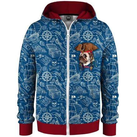 "Pirate Pug" Zip Hoodie