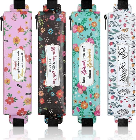 Elastische etui voor notebook, 4 stuks PU-leren pennenkoker met verstelbare elastiek, ideaal voor studenten, planners en journals