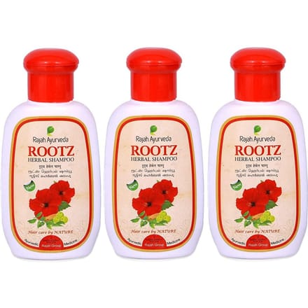 Rutz haarshampoo set (3 x 100 ml), Rootz Kruidenshampooset, Rajah Ayurveda 3 x 100 ml red