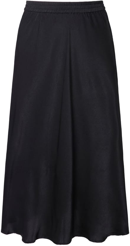 Studio Untold - Dames - Midirok A-lijn glanzend satijn - Zwart - Maat 46+