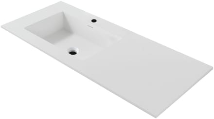 Wonda Square Slim wastafel – 1 wasbak links – 120x1,6x52,5 cm – mat wit – kunstmarmer