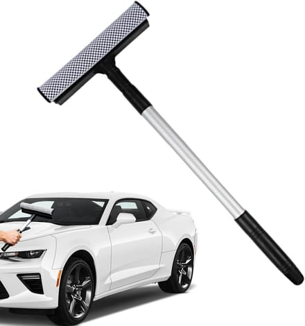 Voorruit Reiniger - Glas Hulpmiddel - Auto Ramen Wassen - Uitschuifbaar Handvat - 77 cm - Zwart