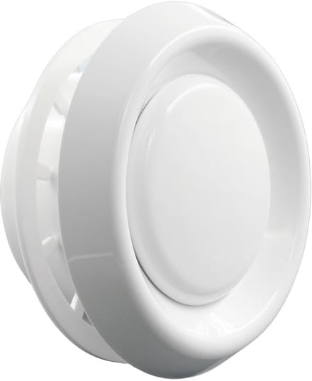WEHA ventielrooster afsluitbaar met hoge montagebus en klemring Ø100mm - wit (20201009)