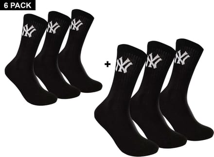 New York Yankees - 6-Pack Crew Socks - Sokken Bundel - 27 - 30 - Zwart
