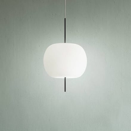 kdln hanglamp Kushi, zwart/wit, Ø 16 cm, glas