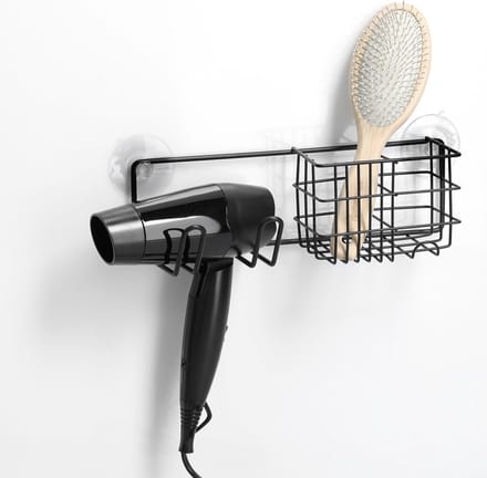 Zeller doucherekje/badkamer rekje - metaal - zwart - 27 x 9,5 cm