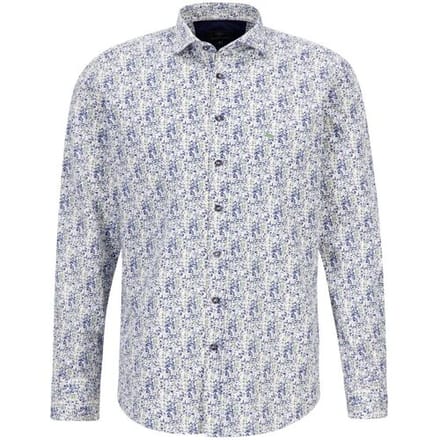 Fynch-Hatton Overhemd Mini Bold Leaves Pattern Kent Spring Green-Blue / male