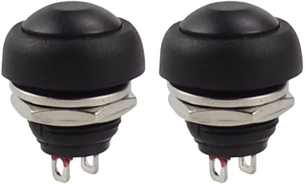 2x Ronde Drukknop 12mm DIY Schakelaar Zwart Niet-Momentane AC/DC