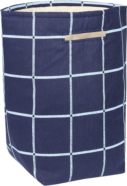 Nobodinoz Opbergmand Vibes - 44x56x28cm - Navy Blue Windowpane Vintage Effect