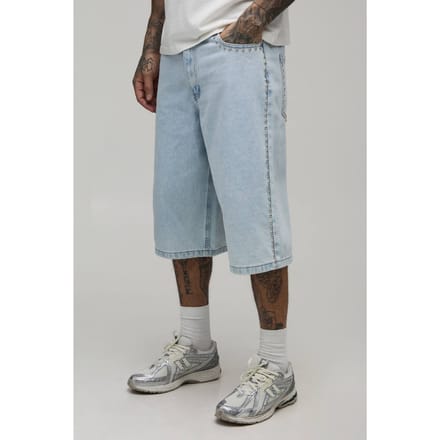 Lange Jeans Shorts Met Studs Voor Lange Mannen | Light Blue | Size 32