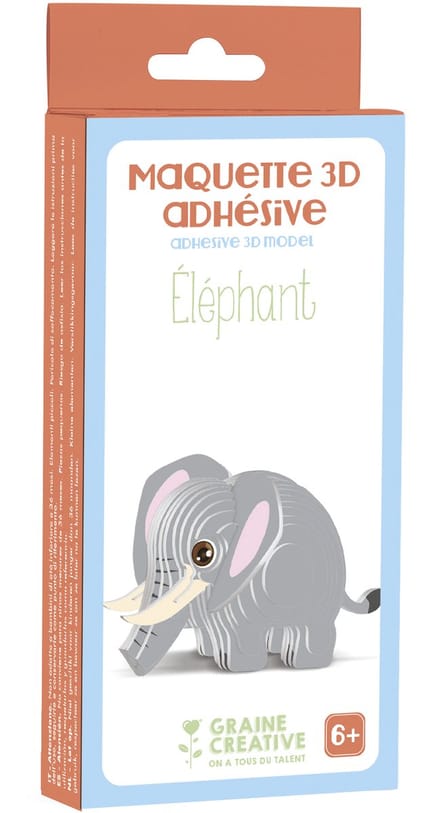 Graine Creative 3D houten olifant model - educatief speelgoed karton.