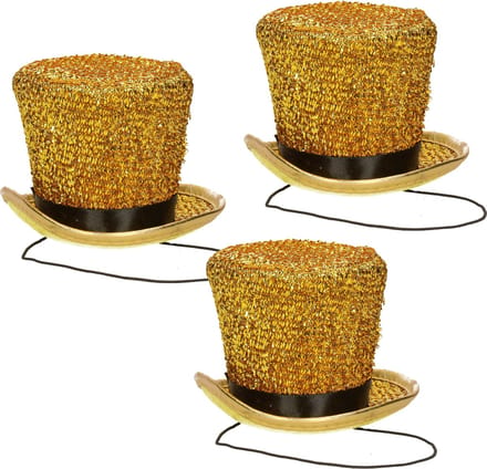 Guirca Carnaval verkleed mini hoedje voor diverse thema's - 5x - goud - glitters - dames