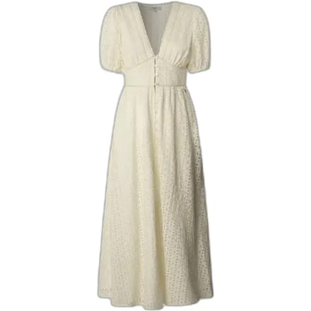 Pepe Jeans Oprah Jurk Met Korte Mouwen Beige L Vrouw