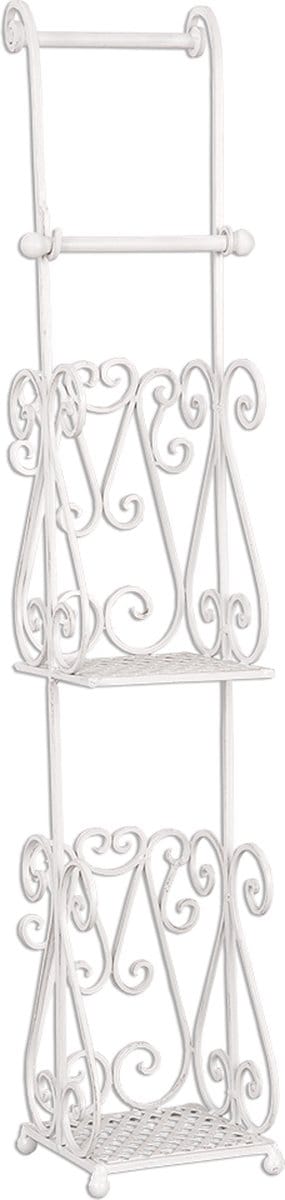 Clayre & Eef WC Rol Houder 17x17x97 cm Wit IJzer