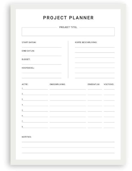 Planbooks - Project Planner - A4 - To Do - Deskplanner - Doelen Planner