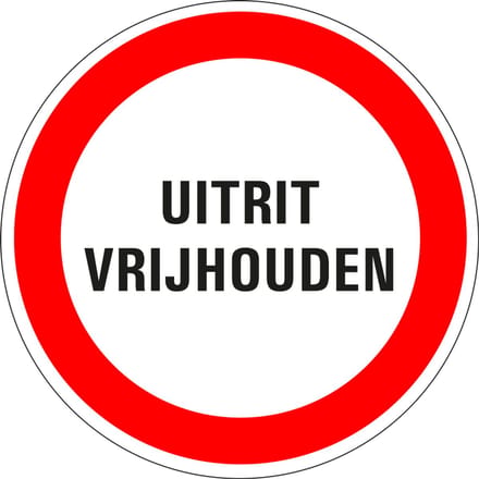 Uitrit vrijhouden bord - kunststof 200 mm