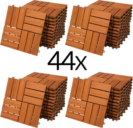 Casaria Vlondertegel – 44 Stuks 4m² – Acaciahout – 30x30cm – Mozaiek