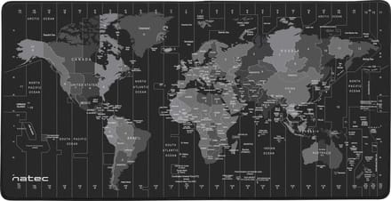 Natec -NPO-1119- Time Zone Map Maxi - Muismat groot - Wereldkaart