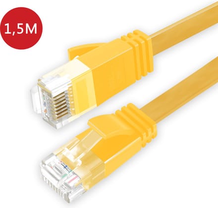 BukkitBow - Cat6 - U/UTP Kabel – Netwerkkabel – Extra Plat – 1.5 Meter – Geel