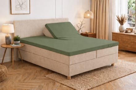 Polydaun hoeslaken - splittopper - Jersey - mosgroen - 140/160 x 200/220 cm