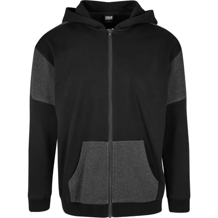 Urban Classics - Oversized Patch Zip Vest met capuchon - M - Zwart/Grijs