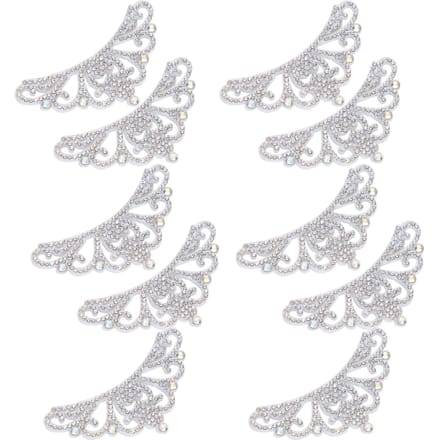 10 STKS Strass Stoffen Appliqué Kroonvormige Patches Kledingaccessoires 10x3.7cm Wit Driehoekig 8.3*4.5cm white