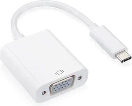 Techvavo® USB-C naar VGA Adapter – Full HD 1080P – USB Type-C – Male naar Female – VGA Converter – 0,2 Meter – Wit