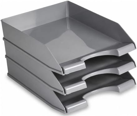 Plasticforte Brievenbakjes - 3x - A4 - lichtgrijs - kantoor postbakjes