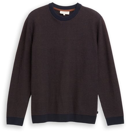 Tom Tailor - Gebreide trui van katoen - Maat M - navy mid brown dot stripe