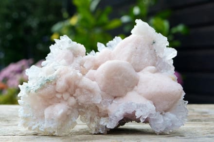 Decoratief edelsteen Amethist Roos met Mangano Calciet - TOPSTUK!