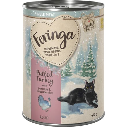 Limited Edition: Feringa Single Meat Wintermenu Pulled Turkey met Pastinaak Kattenvoer 12 x 410 g