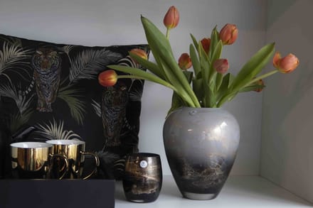 Vaas bol met bladgoud Zwart Wit Bladgoud/ Hotel Chique Vaas