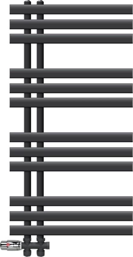 LuxeBath badkamer radiator Ijzer EM 500x1000 mm antraciet middenaansluiting met aansluitset thermostaat door vloer, design radiator badkamer verwarming handdoekwarmer handdoekdroger handdoekradiator