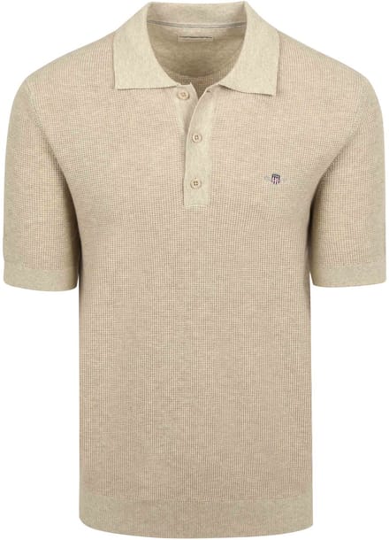 Gant Knitted Poloshirt Beige - Maat 3XL - Heren
