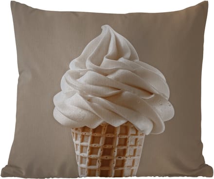 Tuinkussen - IJs - Softijs - Romig - Hoorntje - Beige - 40x40 cm - Weerbestendig