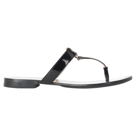Versace Medusa Logo-Plaque Sleehak Sandalen in Zwart Leer
