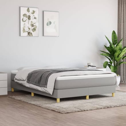vidaXL - Boxspring - bed - stof - lichtgrijs - 140x190 - cm