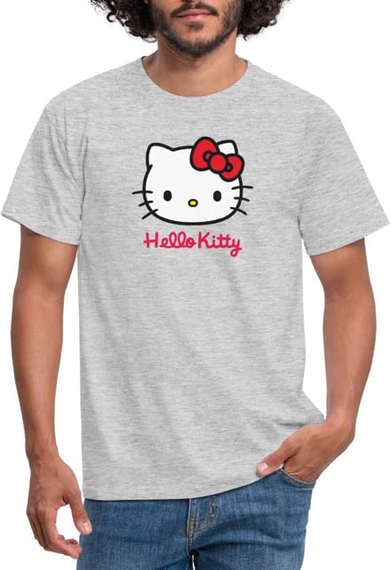 Hello Kitty Klassiek Portret Hello Kitty Tekst T-Shirt Heren
