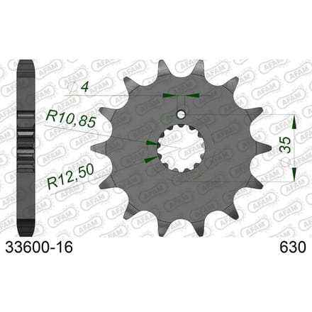 Stalen motortandwiel voor Afam 630 16 dents